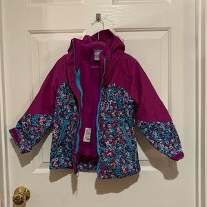 Columbia Girls Interchange Ski Coat w Removable Flee Liner xxs (4-5)